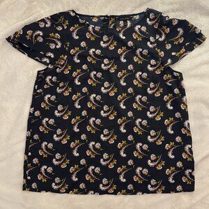 Banana Republic - Printed Flutter Sleeve Blouse, Size XL